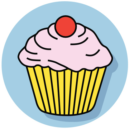 A vector icon of a cupcake.