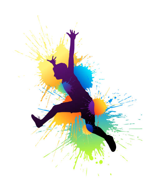 istock Silhouette of a man dancing on colorful paint splatters 165077994