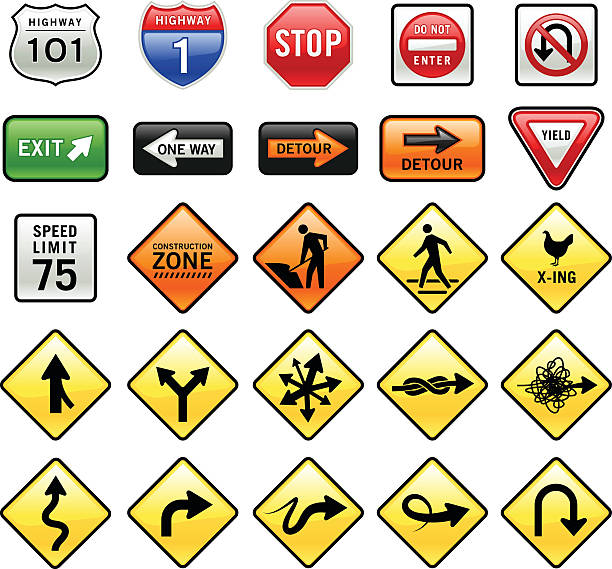 ilustrações, clipart, desenhos animados e ícones de estrada placas - one way stop stop sign street