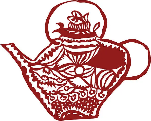 Vector illustration of Chinese Paper Cut - a tea pot