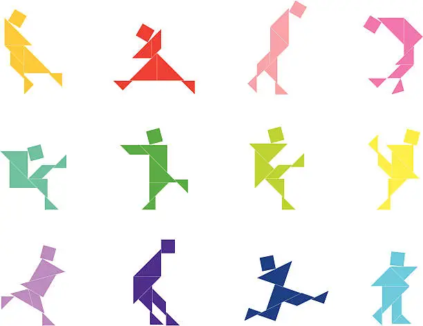 Vector illustration of Tangram People Set | 009