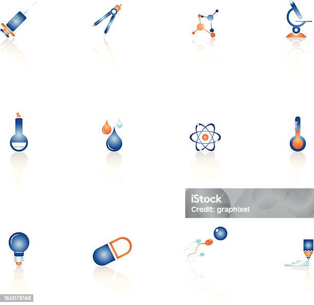 Icone Di Scienza - Immagini vettoriali stock e altre immagini di Atomo - Atomo, Blu, Compasso