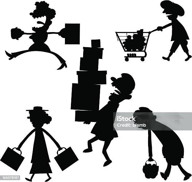 Ilustración de Los Compradores y más Vectores Libres de Derechos de Adicto a las compras - Adicto a las compras, Adulto, Agarrar