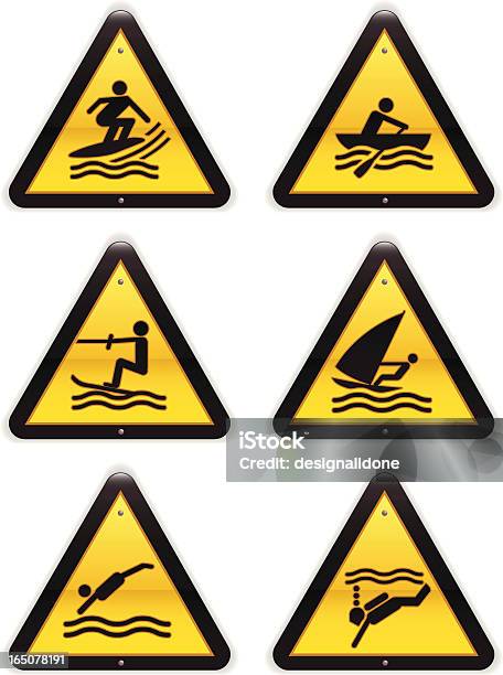 Признаки Водные Виды Спорта — стоковая векторная графика и другие изображения на тему Опасность - Опасность, Предупредительный символ, Предупреждающий знак