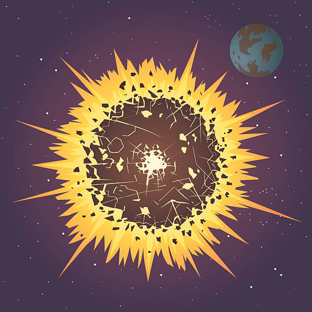 ilustrações, clipart, desenhos animados e ícones de explosão de espaço - fireball big bang fire exploding