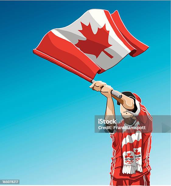 Vetores de Canadá Acenando A Bandeira Fã De Futebol e mais imagens de Canadá - Canadá, Futebol, Fã