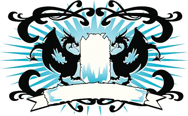 Vector illustration of Blue Dragon Crest