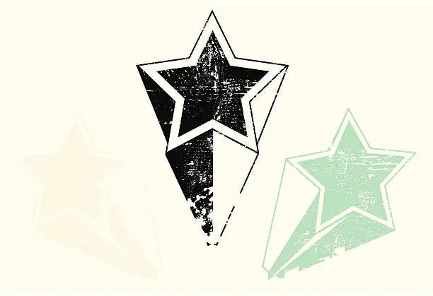 Vector illustration of Aged and weathered shooting star collection