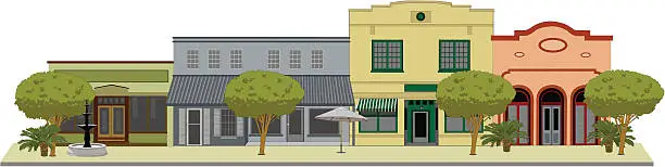 Vector illustration of A architectural flat drawing of a small town with landscape