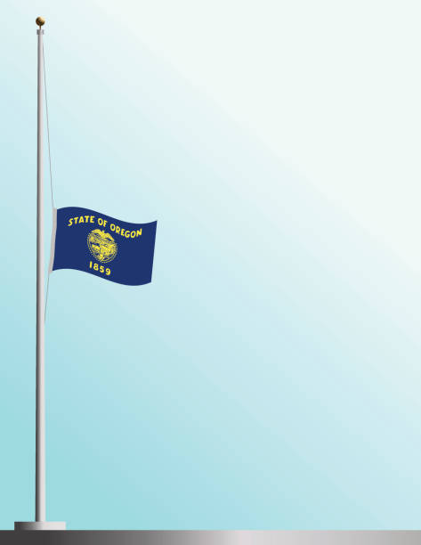 Flag of Oregon at Half-Staff EPS, Layered PSD, High and Low-Resolution JPGs included. Flag of Oregon flies at half-staff as a symbol of mourning. flag half mast stock illustrations
