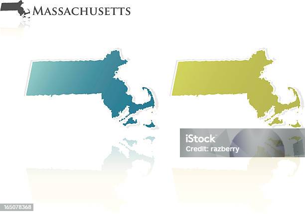 Mapa Do Estado De Massachusetts - Arte vetorial de stock e mais imagens de Azul - Azul, Contorno, Cor preta