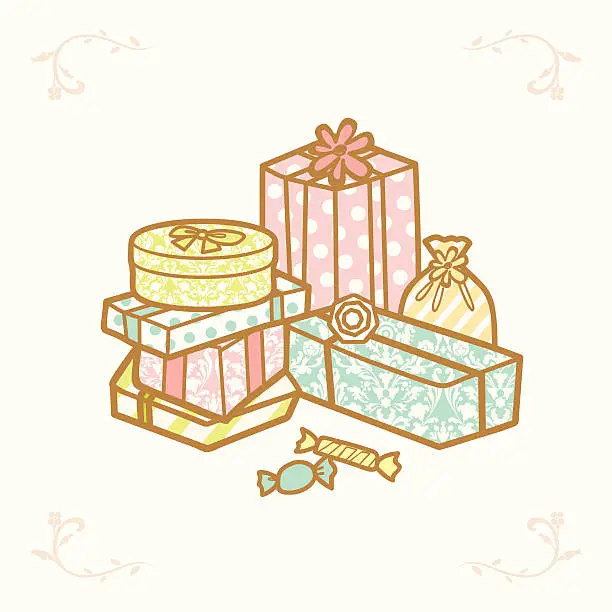 Vector illustration of piles of gifts