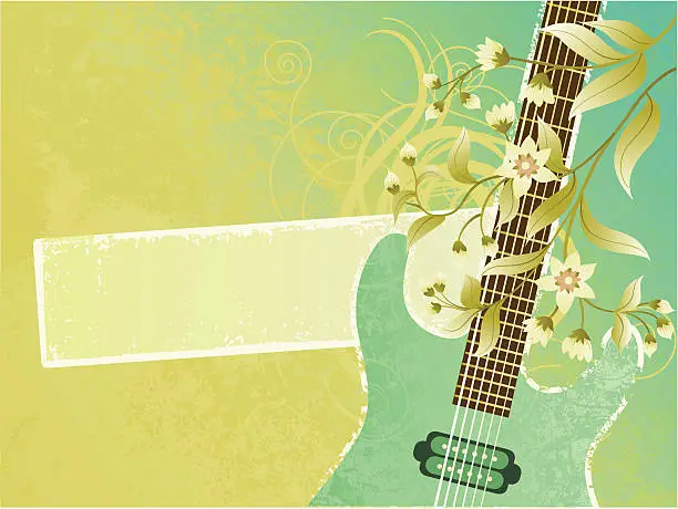 Vector illustration of Grunge banner with guitar