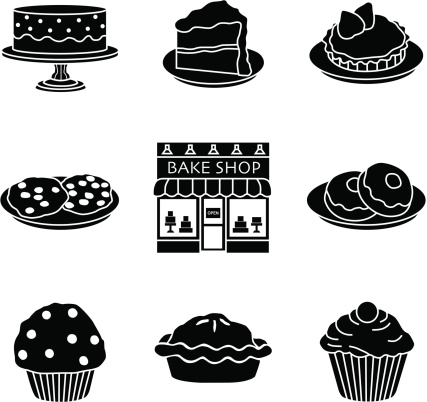 Vector icons of a bake shop.