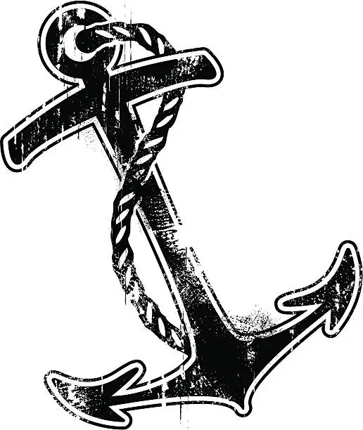Vector illustration of Aged and weathered anchor