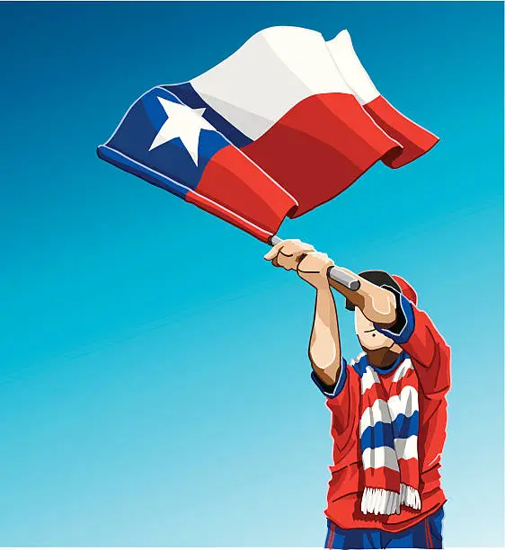 Vector illustration of Chile Waving Flag Soccer Fan