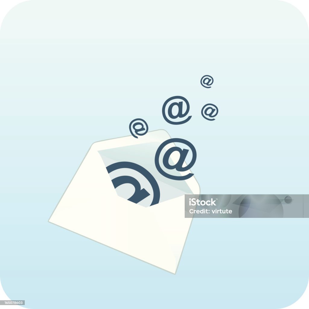 Electronic Mail An open envelope spreading a number of e-mail symbols. 'at' Symbol stock vector