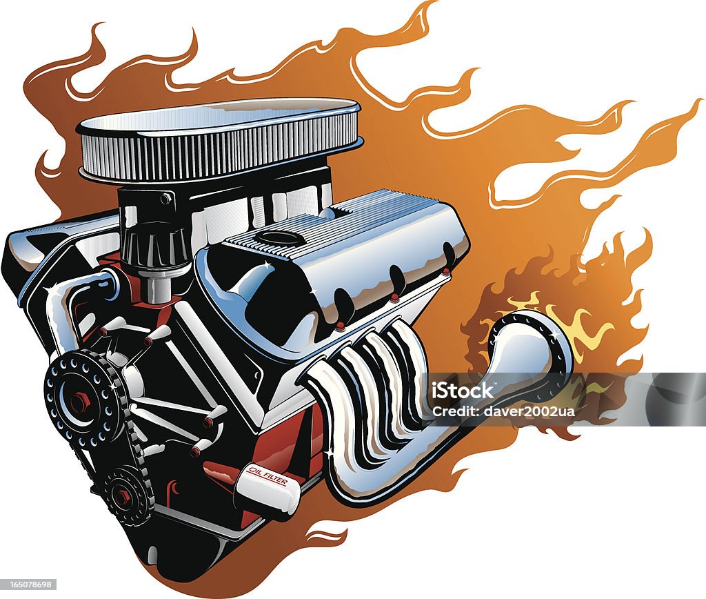 motor vectorial V8 - arte vectorial de Carburador libre de derechos