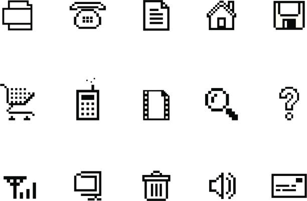 Pixel Website & Internet Icon Set http://www.yiyinglu.com/istockphoto/images/buttons/red_delight.gif pixel-icon stock illustrations