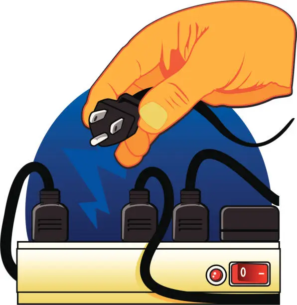 Vector illustration of Plugging Into Power Strip