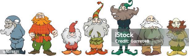 Grupo De Sete Gnomes - Arte vetorial de stock e mais imagens de Gnomo - Gnomo, 6-7 Anos, Adulto