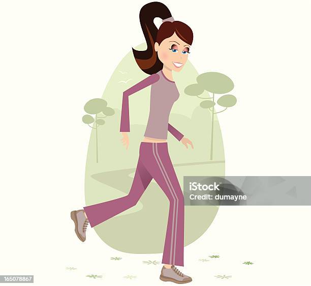 Dziewczynka Jogging W Parku - Stockowe grafiki wektorowe i więcej obrazów Aktywny tryb życia - Aktywny tryb życia, Biegaczka, Czynność