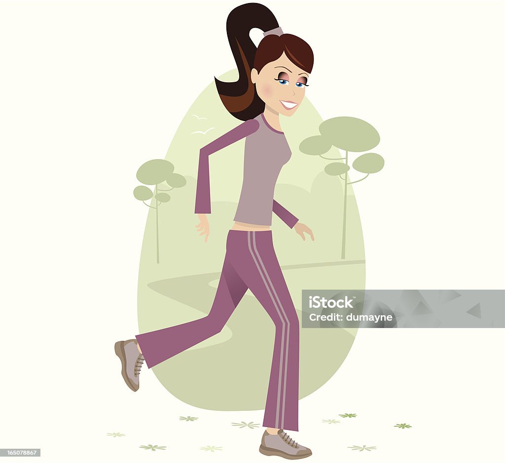 Menina jogging pelo parque. - Royalty-free Adolescente arte vetorial