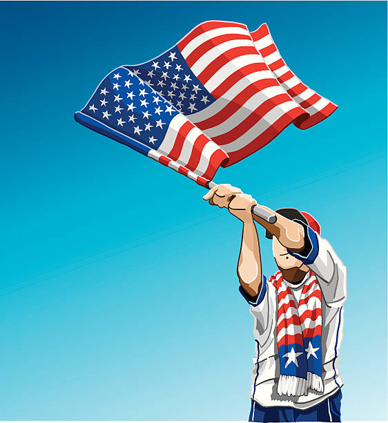 zjednoczonych fana piłki nożnej - american flag waving stock illustrations