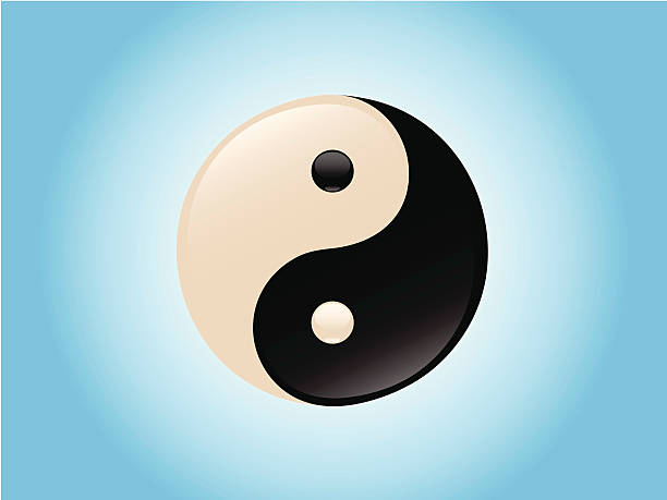 шар инь-ян - yin yang symbol taoism herbal medicine symbol stock illustrations