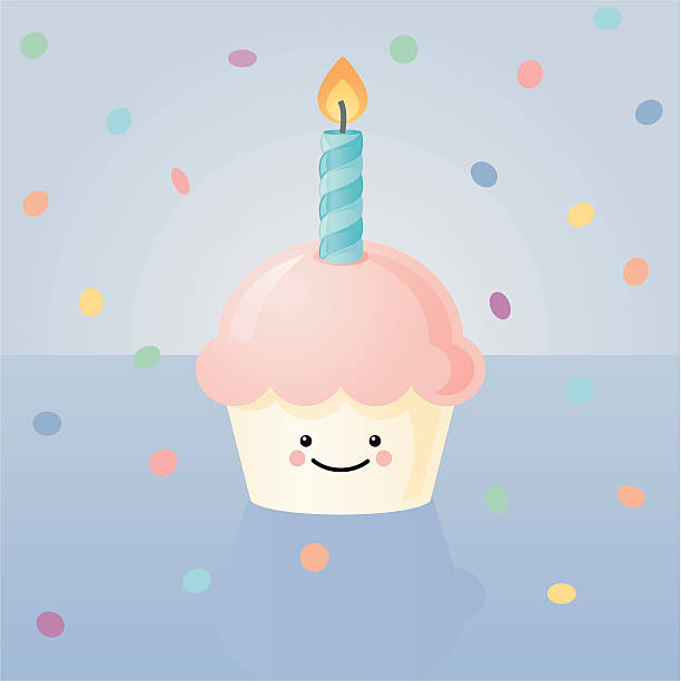 stockillustraties, clipart, cartoons en iconen met happyland: cupcake 2 - eerste verjaardag