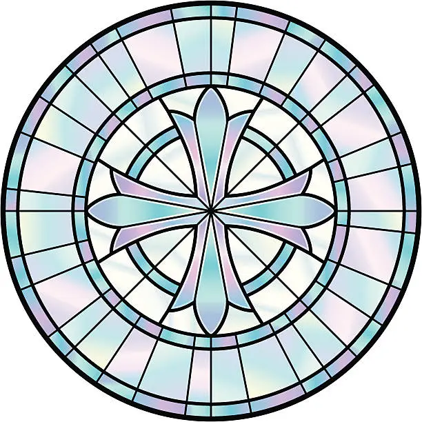Vector illustration of Stained Glass Cross Window