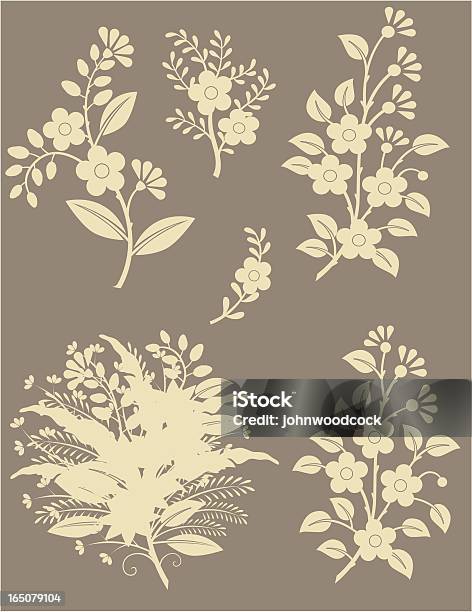 Silhuetas Florais - Arte vetorial de stock e mais imagens de Bouquet - Bouquet, Silhueta, Beleza natural