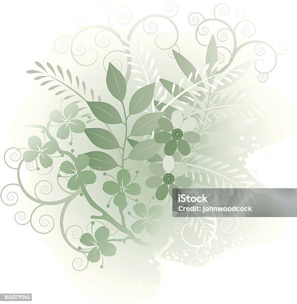 Decoração Floral - Arte vetorial de stock e mais imagens de Botânica - Ciência de plantas - Botânica - Ciência de plantas, Cor verde, Enfeitado