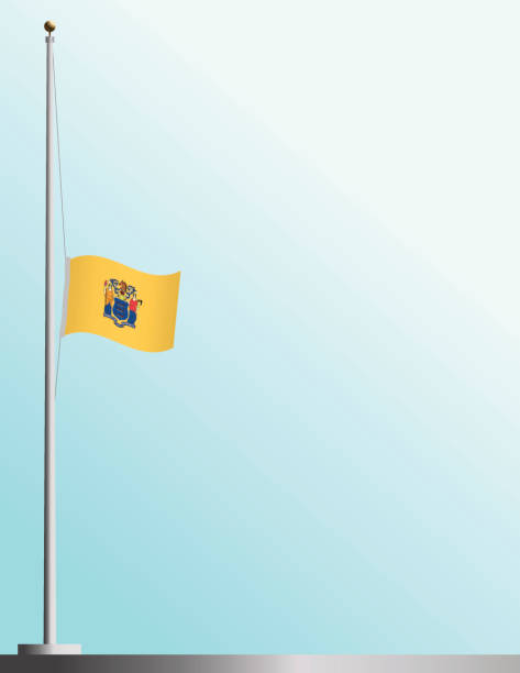 Flag of New Jersey at Half-Staff EPS, Layered PSD, High and Low-Resolution JPGs included. Flag of New Jersey flies at half-staff as a symbol of mourning. flag half mast stock illustrations
