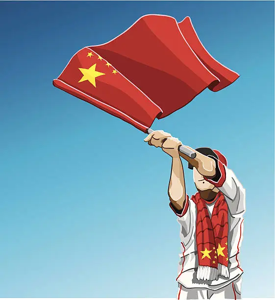 Vector illustration of China Waving Flag Soccer Fan
