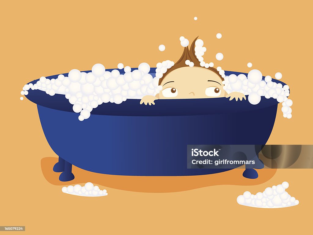 Garçon dans un bain à bulles - clipart vectoriel de Baignoire libre de droits