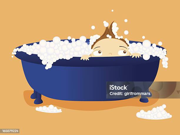 Garçon Dans Un Bain À Bulles Vecteurs libres de droits et plus d'images vectorielles de Baignoire - Baignoire, Bain moussant, Bulle