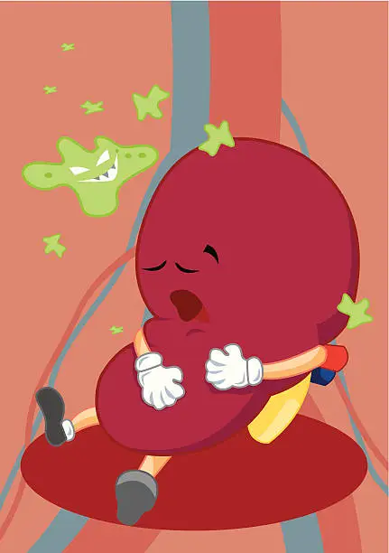 Vector illustration of Kidney is Sick