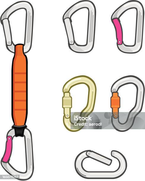 Klettern Karabiner Stock Vektor Art und mehr Bilder von Karabinerhaken - Karabinerhaken, Bergsteigen, Einige Gegenstände - Mittelgroße Ansammlung