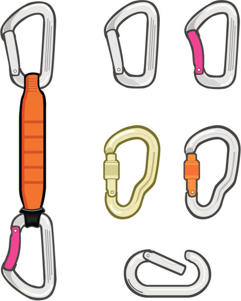 wspinaczka carabiners - quickdraw stock illustrations