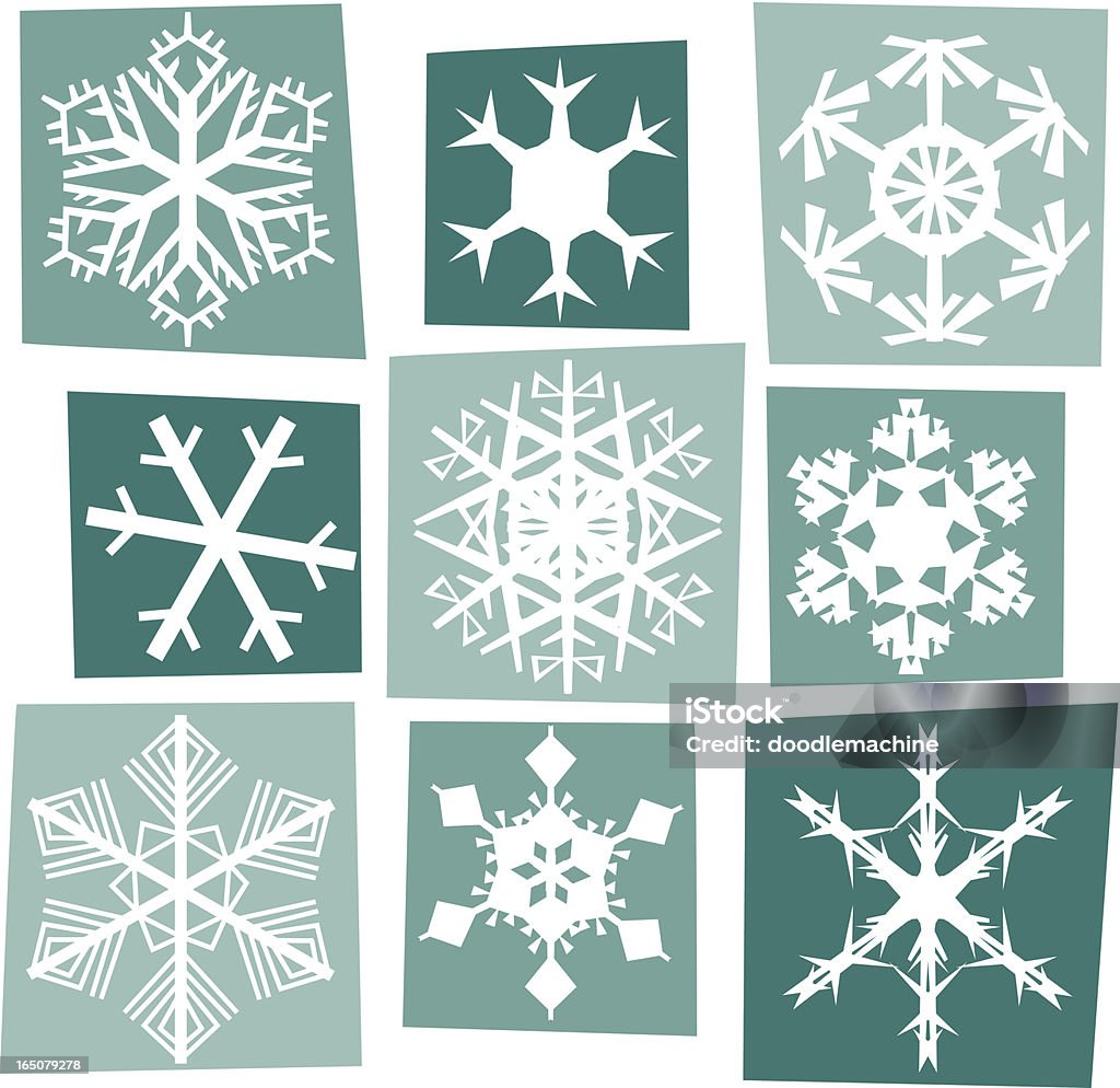 Nueve snowflakes - arte vectorial de Abstracto libre de derechos
