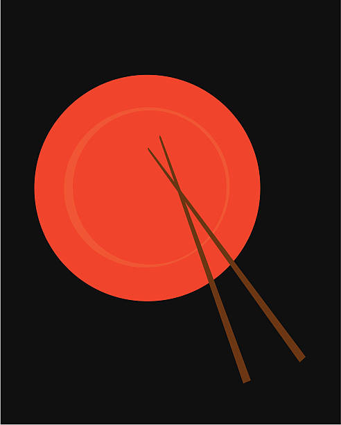 ilustrações, clipart, desenhos animados e ícones de prato de sushi - eating utensil plate black background empty