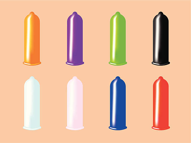 красочными презервативы - condom penis sex vector stock illustrations