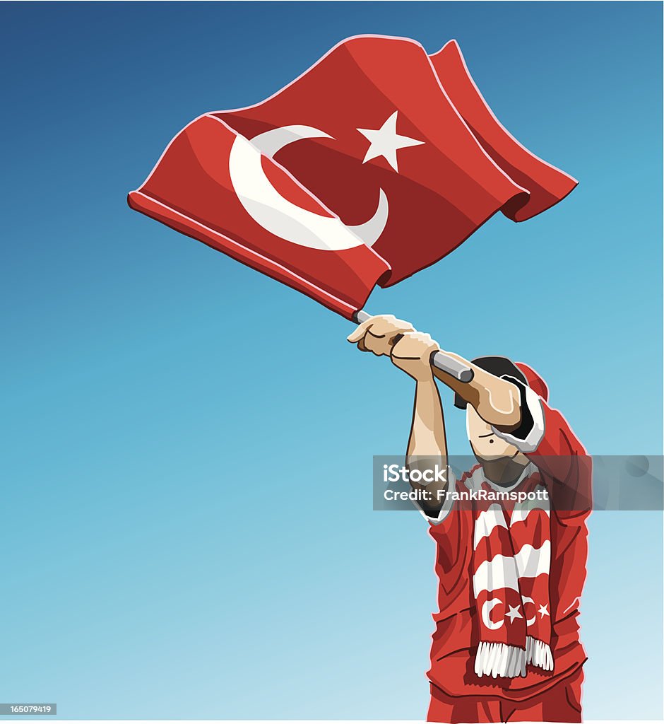 トルコのサッカーファンの手を振るフラグ - サッカーのロイヤリティフリーベクトルアート