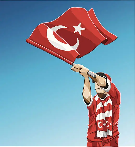 Vector illustration of Turkey Waving Flag Soccer Fan