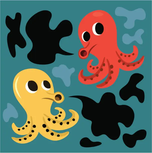 Vector illustration of cartoon octopus message bubble