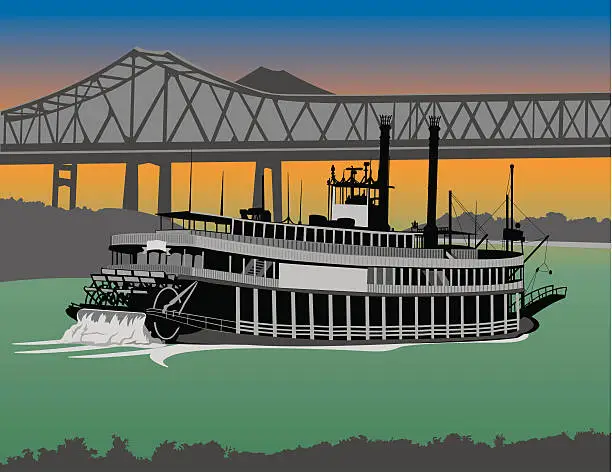 Vector illustration of Riverboat on the Mississippi