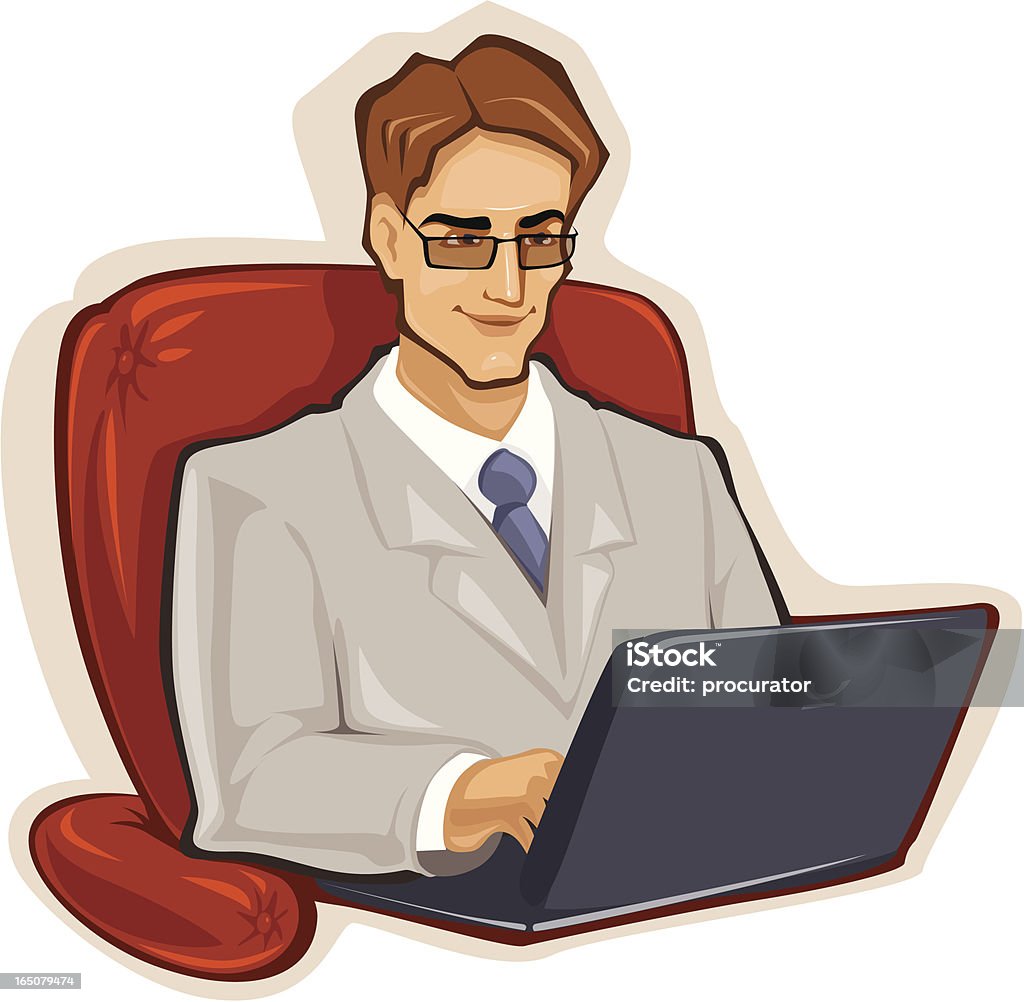 Biznes człowiek z laptopa - Grafika wektorowa royalty-free (Mężczyźni)
