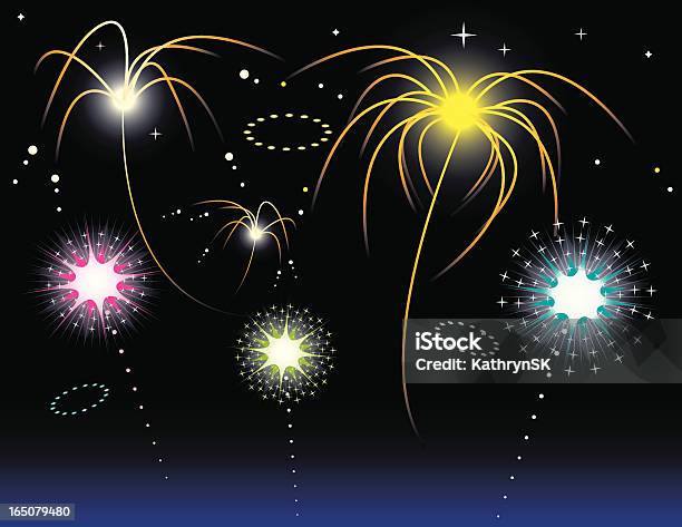 Fuochi D Artificio - Immagini vettoriali stock e altre immagini di Brillante - Brillante, Capodanno, Cielo