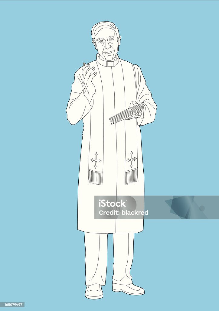 Priest Line drawing of a priest holding a bible. Priest stock vector